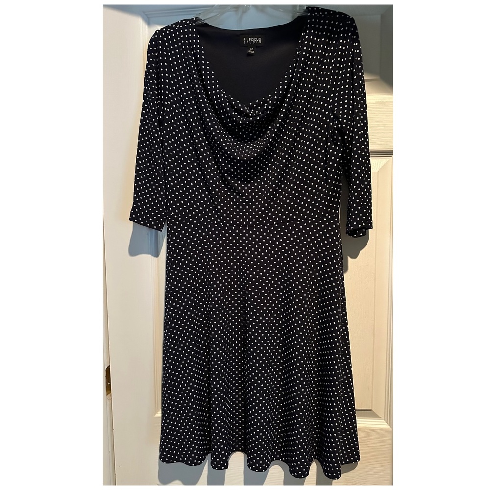 Enfocus Studio Navy Blue Polka Dot Dress - Sz 12